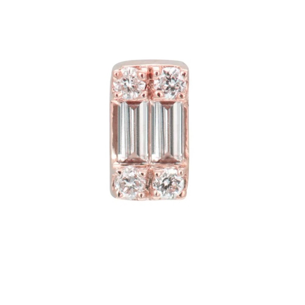 Ali Weiss Rose Gold Small Diamond Baguette Studs Like New